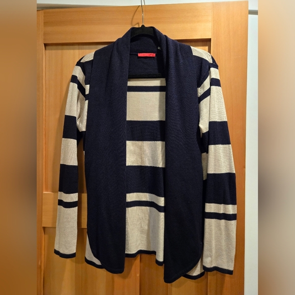 RED Navy/Tan Striped Ladies Cardigan Size: M - Picture 1 of 4